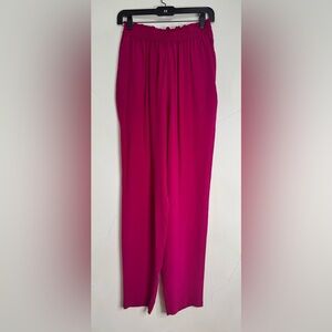 Vintage 80’s Diane Gilman 100% Silk Palazzo Ruffled Waist Straight Leg Pants